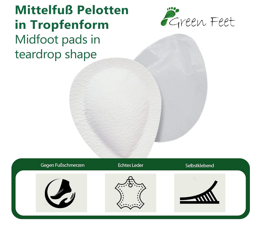 GreenFeet Tropfen-Form Pelotten Mittelfußstütze Doppelpack